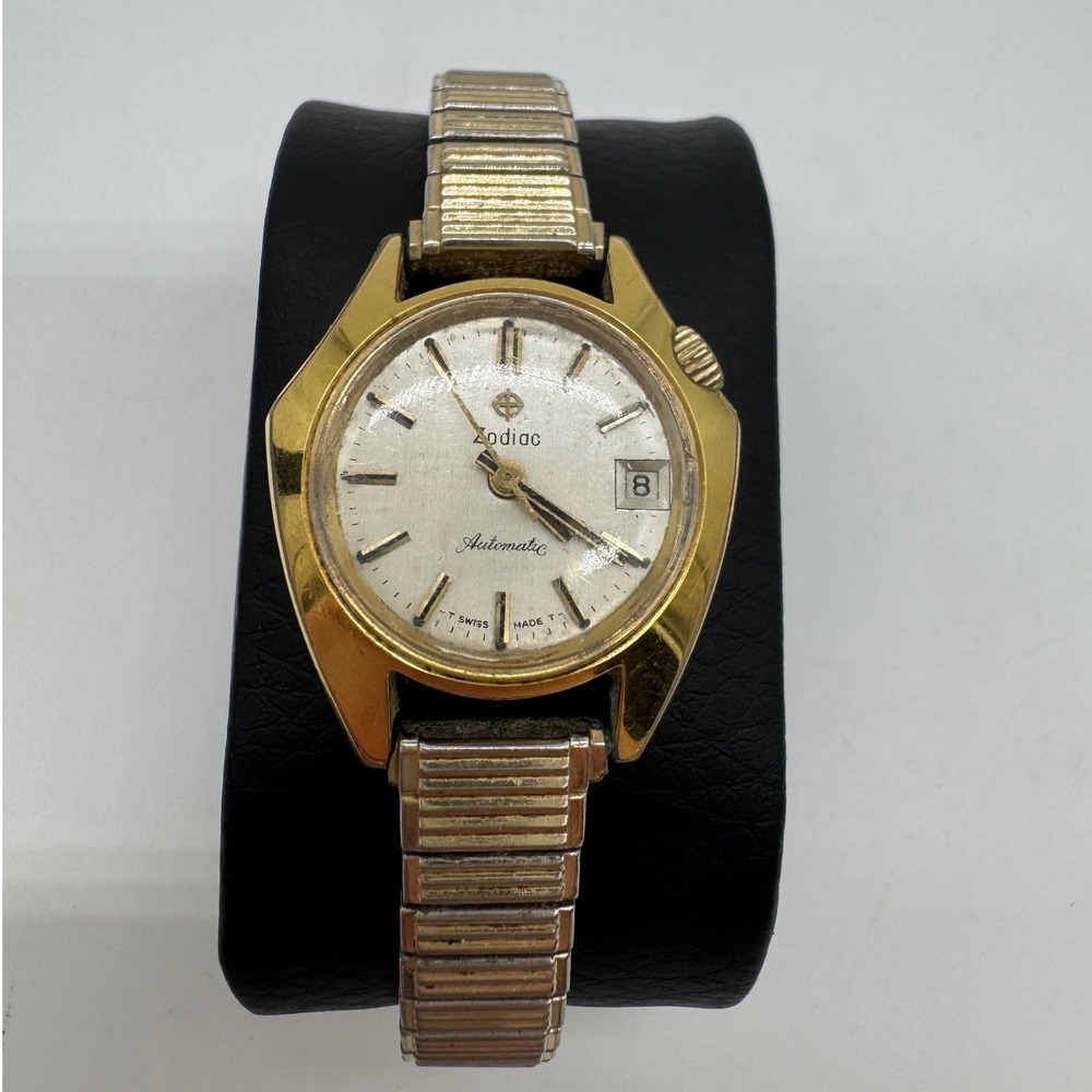 Zodiac Olympos Automatic Womens Watch 10k RGP Speidel Band Swiss Made Vintage